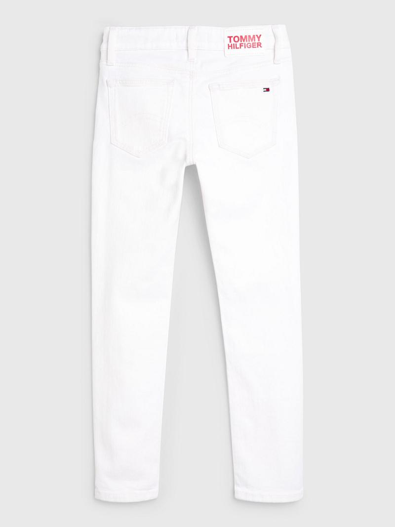 Lány Tommy Hilfiger Skinny Farmer Nadrág Fehér | HU 1814GSO